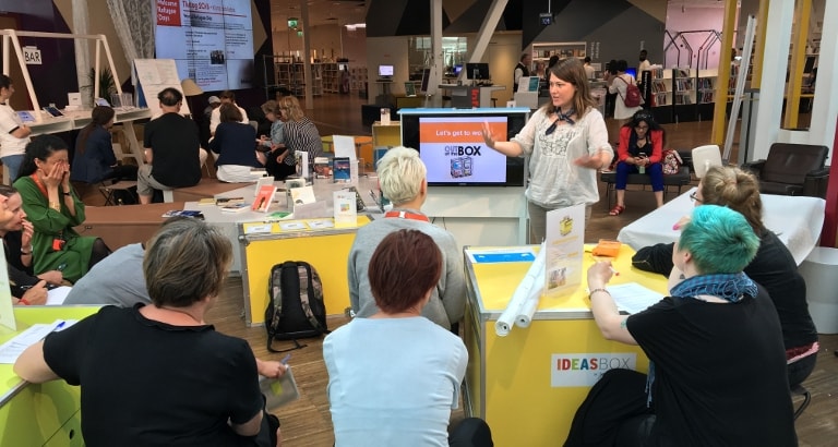 Photo d'un atelier avec des bibliothécaires suédois à Stockholm